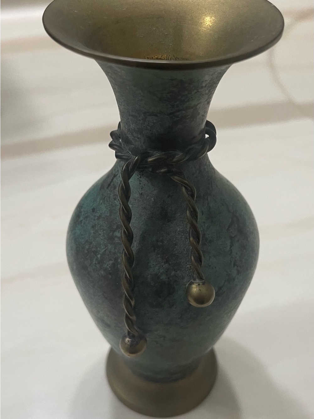 Patinated Green Bronze-Accent Decorative Vase